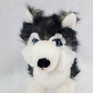 Plush Husky Wolf Sled Dog 9" Stuffed Animal Toy Blue Eyes Alaska BJ Toys